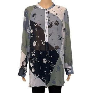 vince camuto tops Woman’s Size M Long Sleeve Floral Multicolored